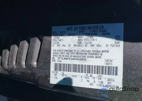 2010 Ford Ranger Sport/Xlt из США, поврежденный, VIN 1FTLR4FE3APA02802